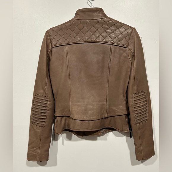 Michael by Michael Kors Brown Leather Moto XS Minimalist Chic Biker Classic - Picture 8 of 8